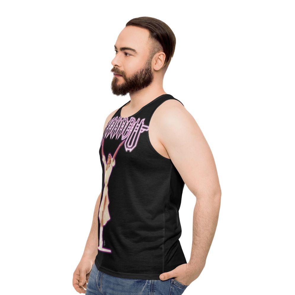 Retro-style Xanadu unisex tank top featuring Olivia Newton John - men side