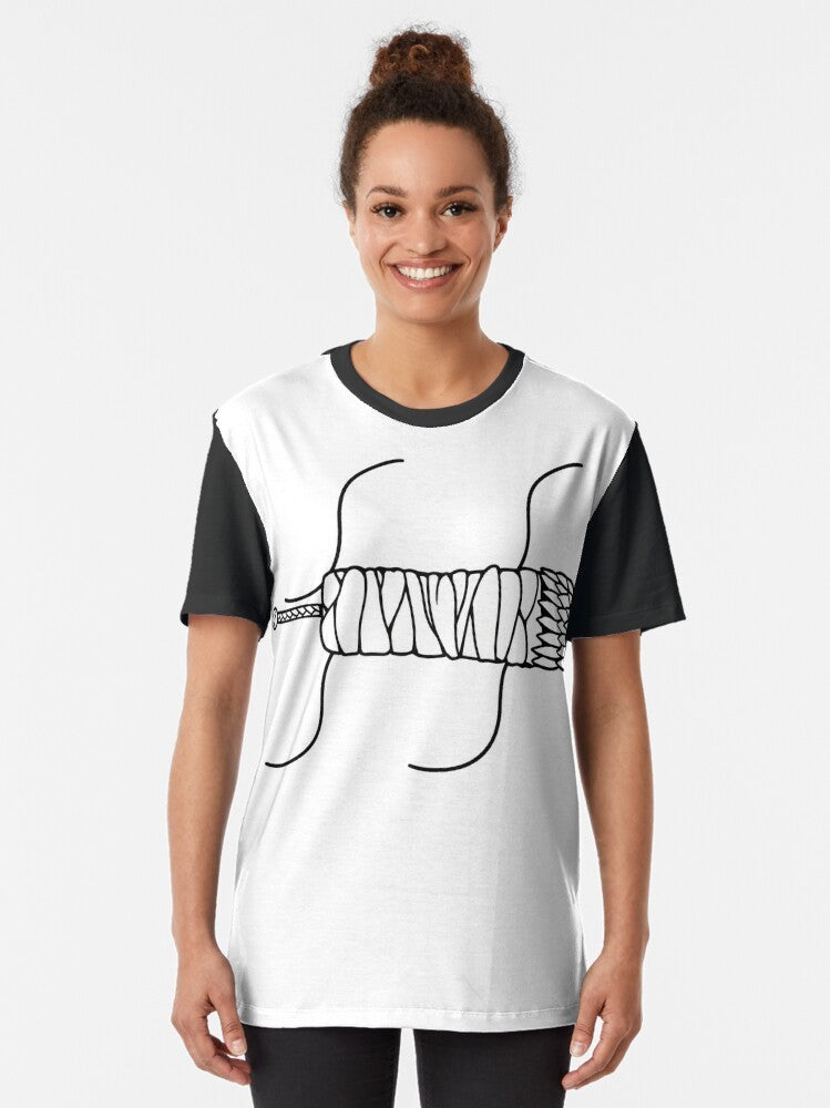 Naruto anime graphic t-shirt featuring the sword symbol - Women