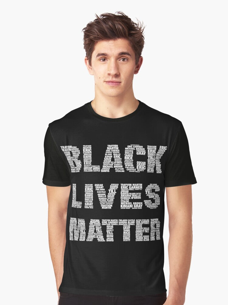 Black Lives Matter graphic t-shirt with a powerful message for social justice and equality. - Men