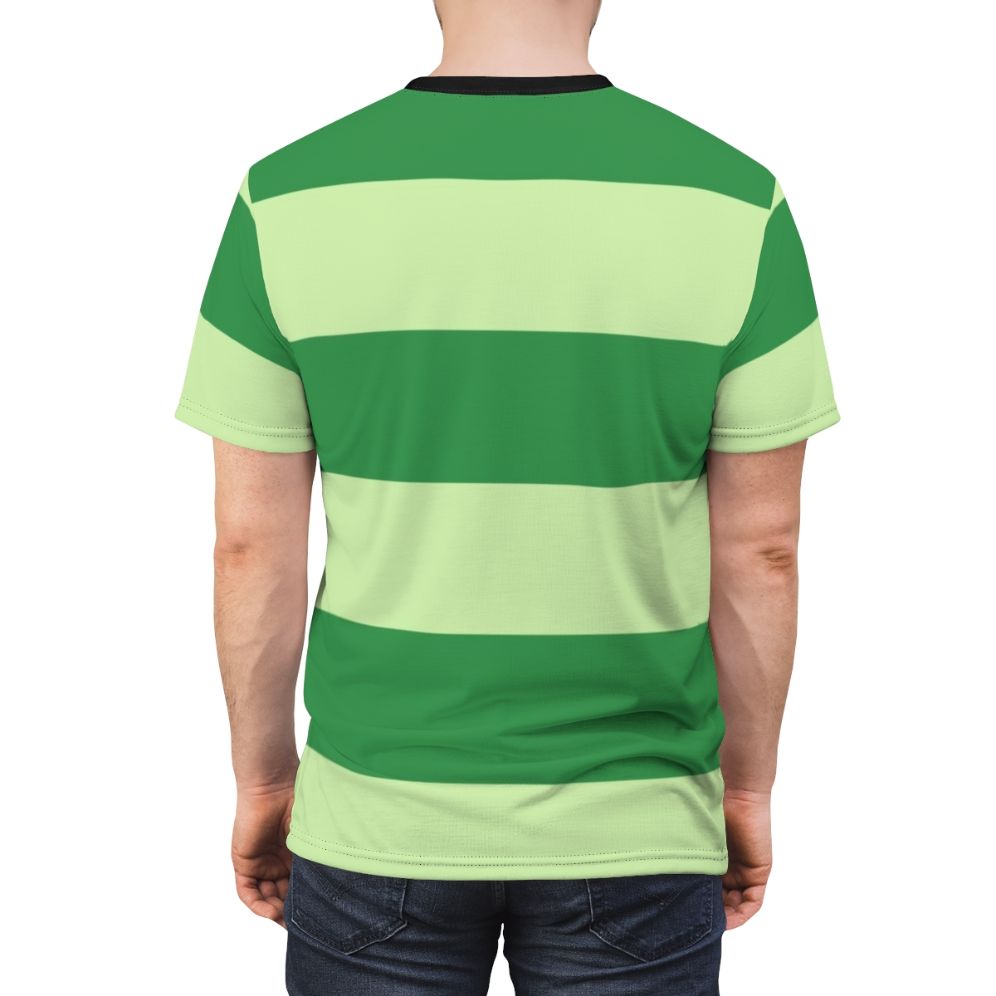 A vibrant t-shirt featuring the iconic Blue's Clues design in shades of green. - men back