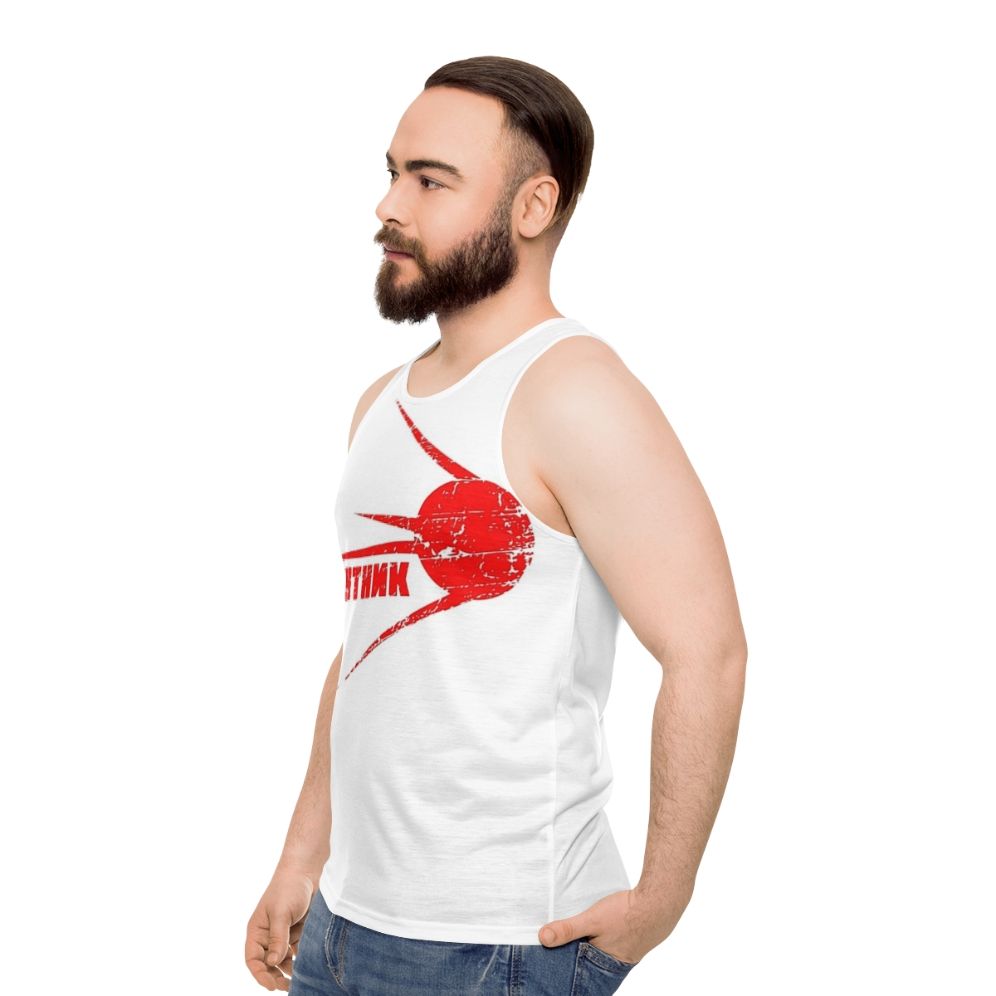 Sputnik Unisex Tank Top with Soviet Space Program Design - men side