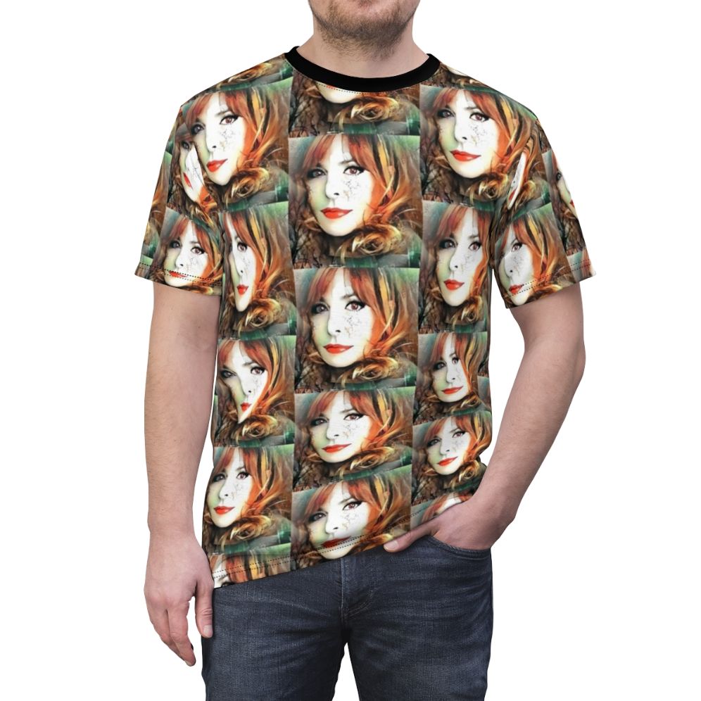 Mylene Farmer inspired t-shirt with digital art and photo manipulation - men front