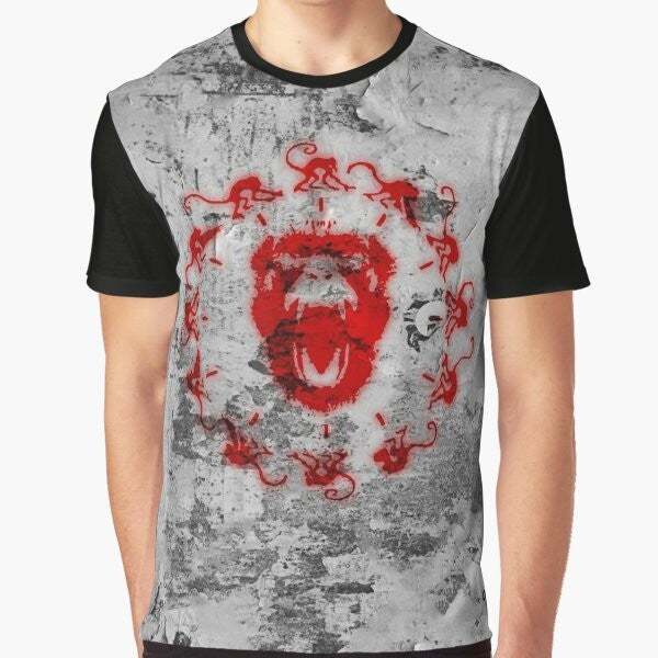 12 Monkeys movie inspired graphic t-shirt design with army and monkeys