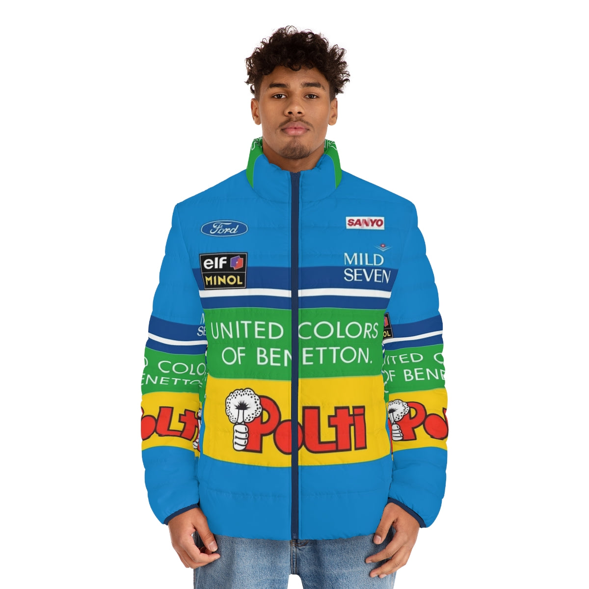 Benetton Tribute GP2 Puffer Jacket featuring the iconic Benetton livery - men front