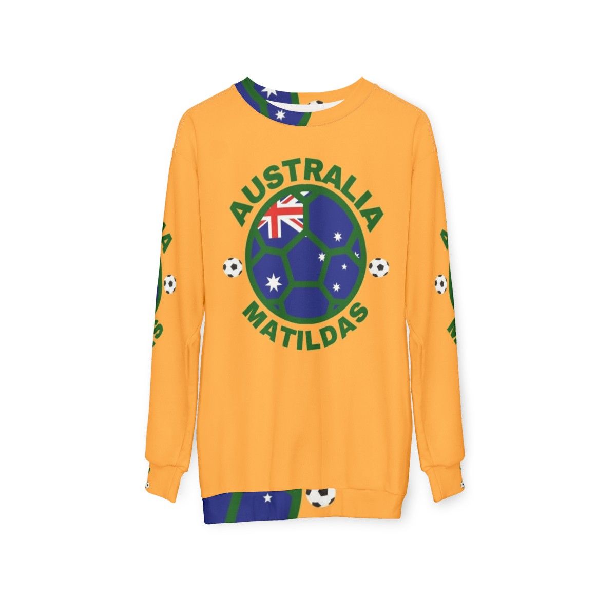 Matildas Australia Women's Soccer Team Kangaroo Green and Yellow Sweatshirt - hanging