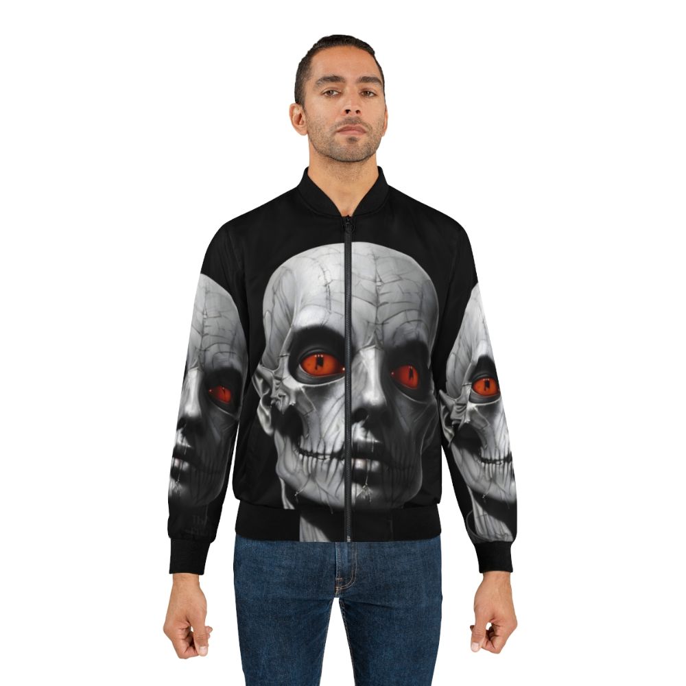 Spooky and eerie bomber jacket with a mysterious skull design - Lifestyle