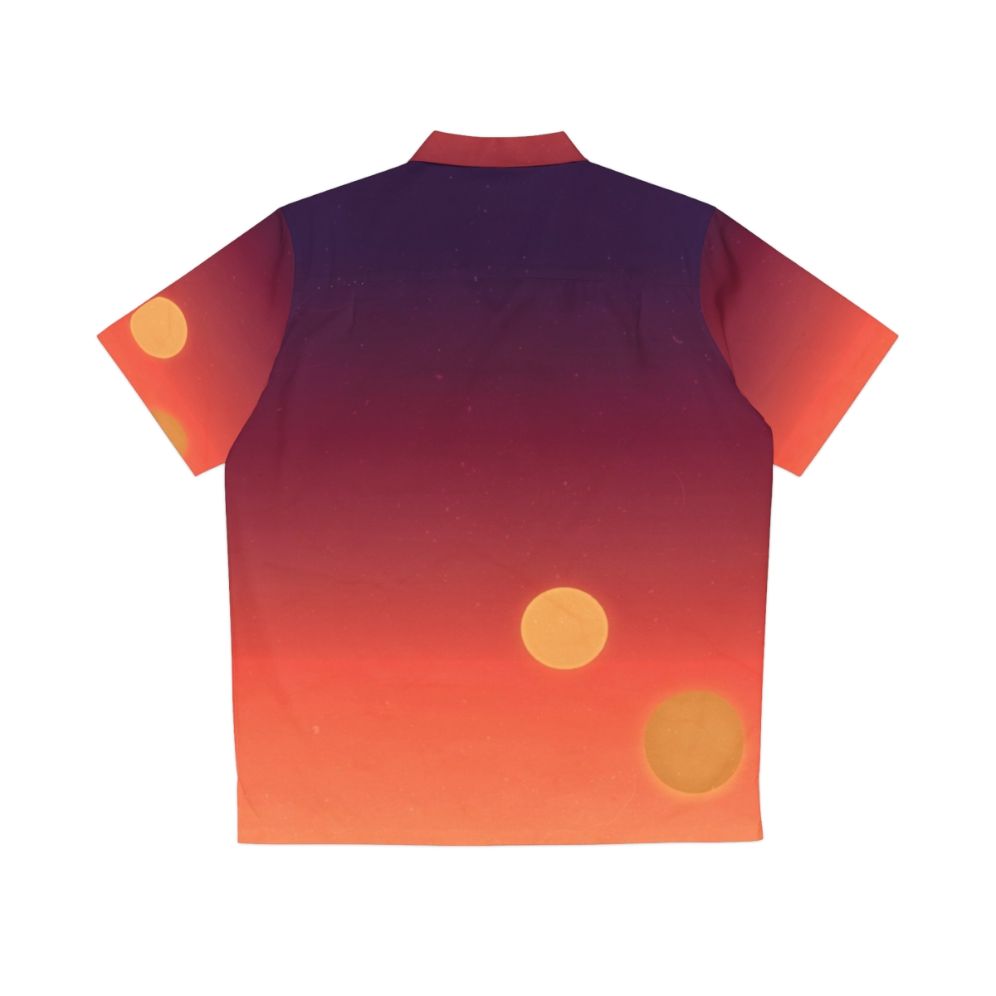 Tatooine Hawaiian Shirt featuring a gradient design of the dual suns - Back