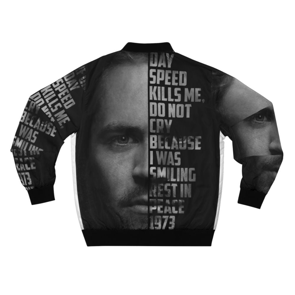 Paul Walker Celebrity Text Portrait Bomber Jacket - Back