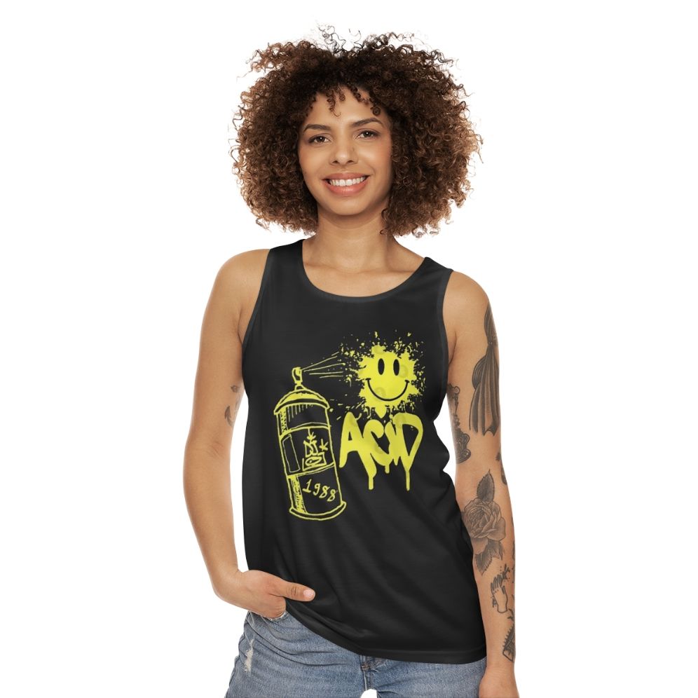 Retro acid house music party unisex tank top - women