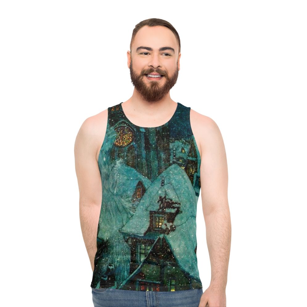 Elegant Winter Night Tank Top featuring Snow Queen Artwork by Edmund Dulac - men