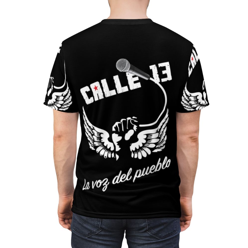 Calle 13 inspired t-shirt featuring the Puerto Rican rapper Residente - men back