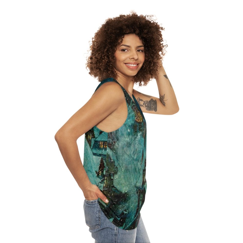 Elegant Winter Night Tank Top featuring Snow Queen Artwork by Edmund Dulac - women side