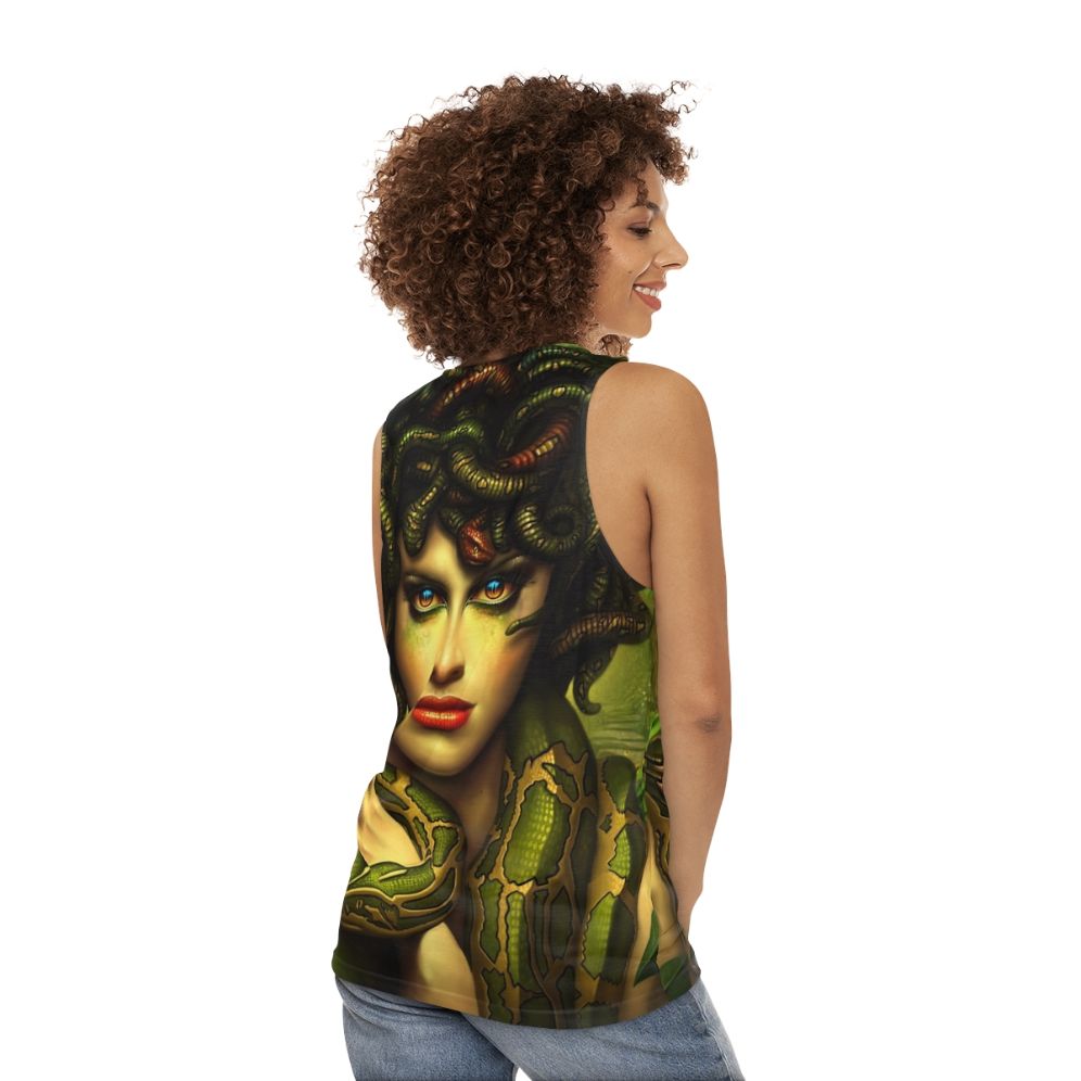 Medusa Unisex Tank Top with Mythological Greek Gorgon Artwork - women back