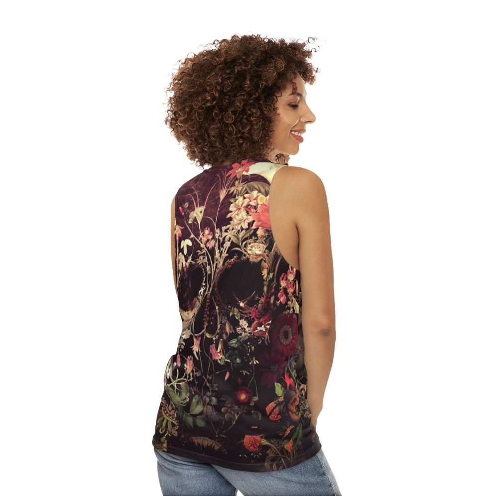 Floral skull unisex tank top - women back