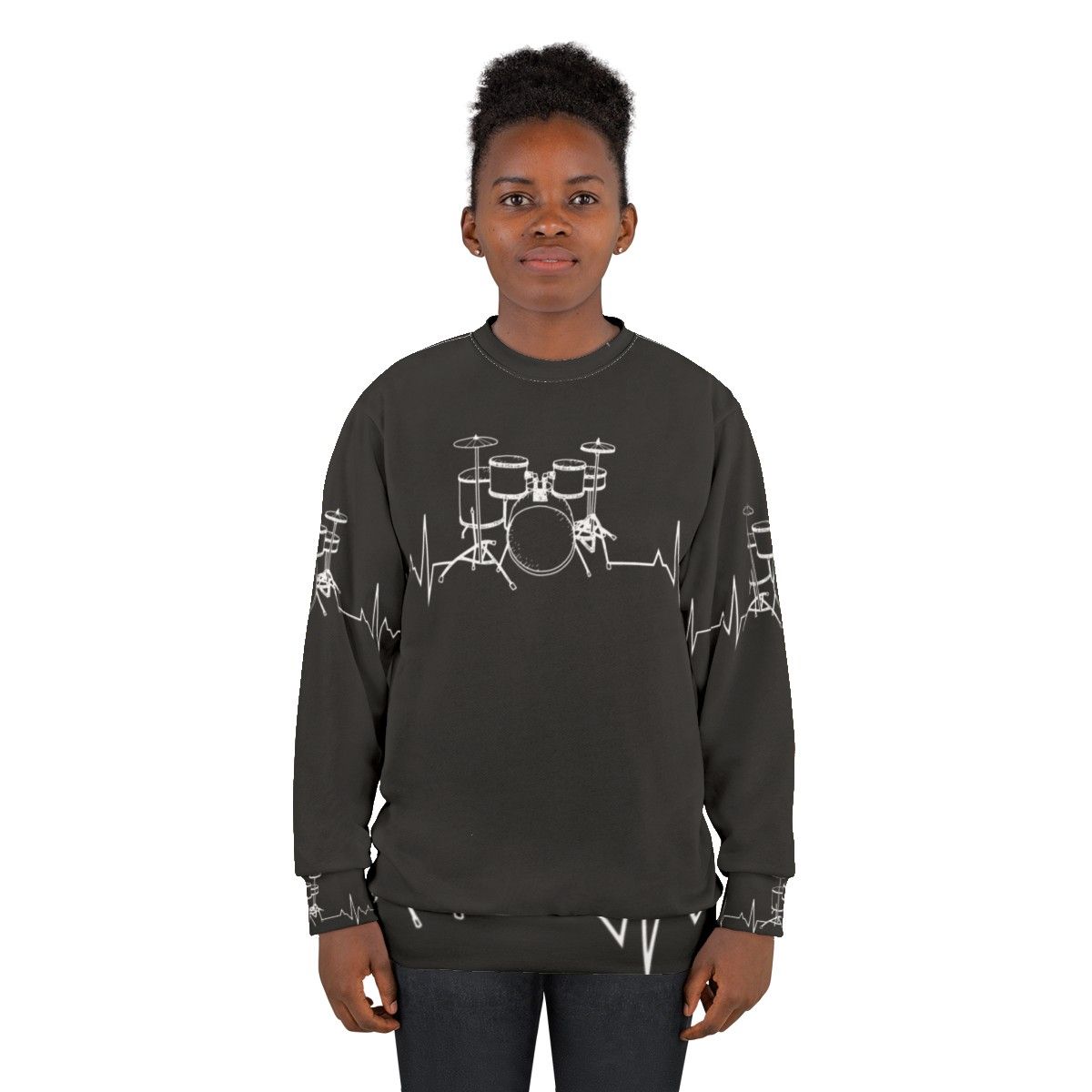 Drummer Sweatshirt with Heartbeat Design - women