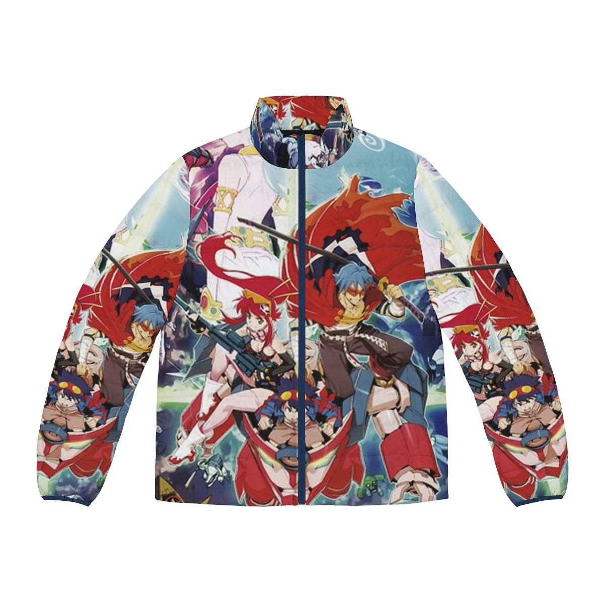 Tengen Toppa Gurren Lagann Anime Puffer Jacket featuring Kamina, Yoko, and Nia