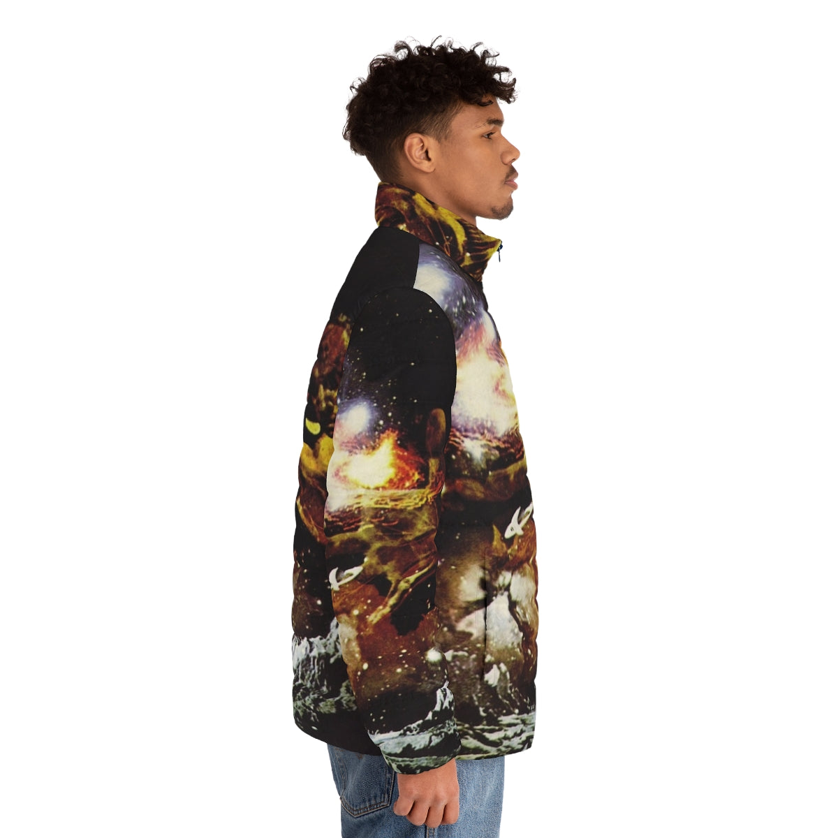 Santana III Puffer Jacket with guitarist Carlos Santana on the album cover - men side right