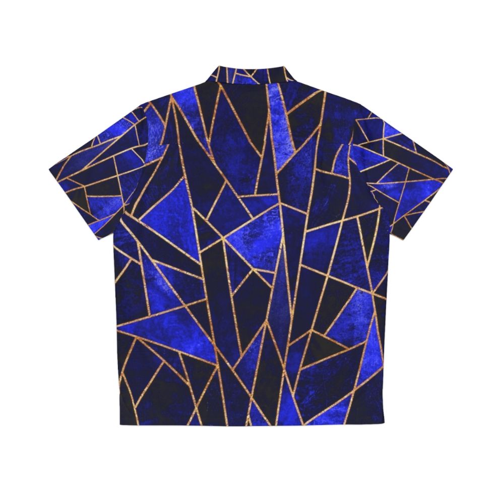 Blue abstract geometric Hawaiian shirt - Back