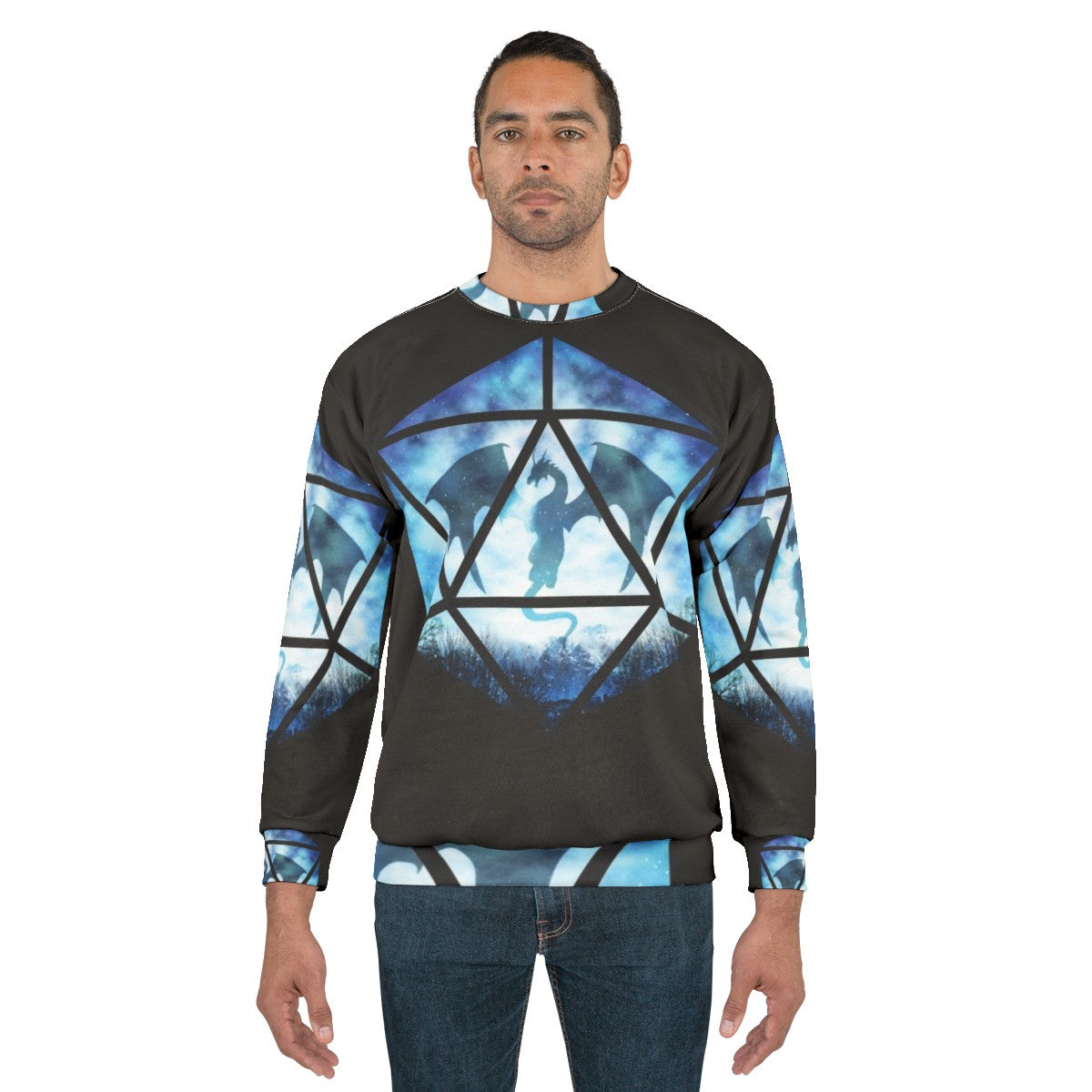 Blue Sky Ice Dragon D20 Sweatshirt - Fantasy RPG Apparel - men