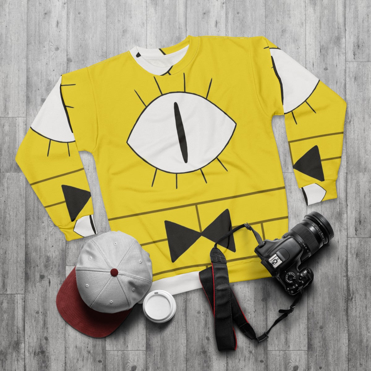 Bill Cipher Gravity Falls Cartoon Character Sweatshirt - flat lay