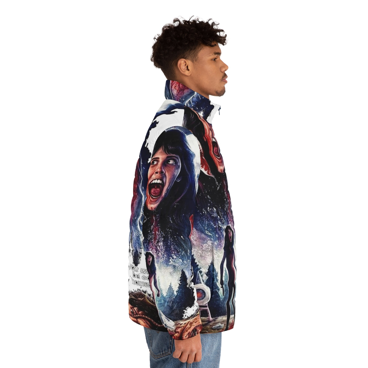 Sleepaway Camp horror movie-inspired puffer jacket with retro design - men side right