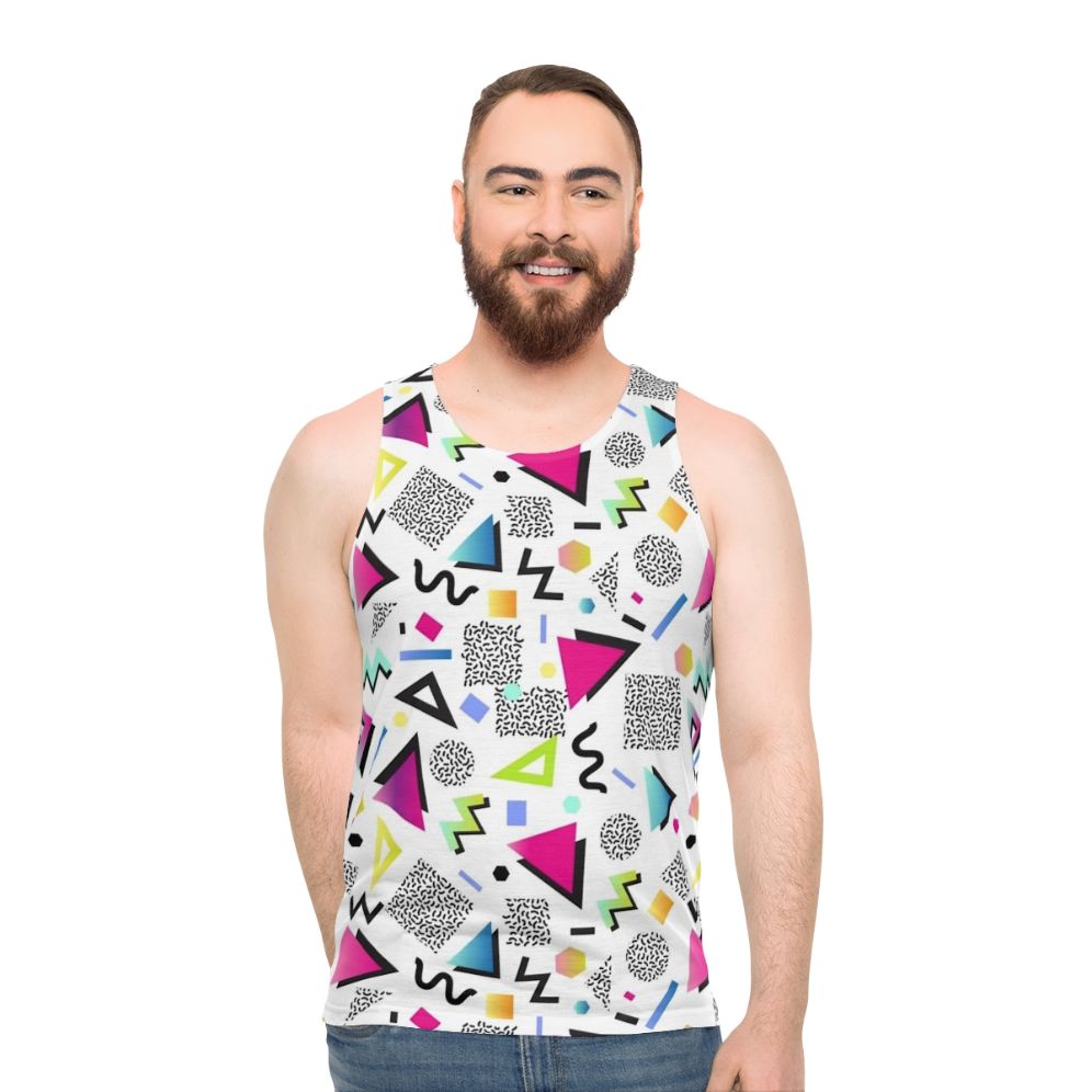 Colorful Memphis-style unisex tank top - men