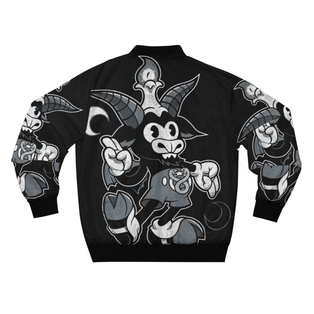 Baphomet creepy cute occult bomber jacket with devil, pagan, and gothic design elements - Back