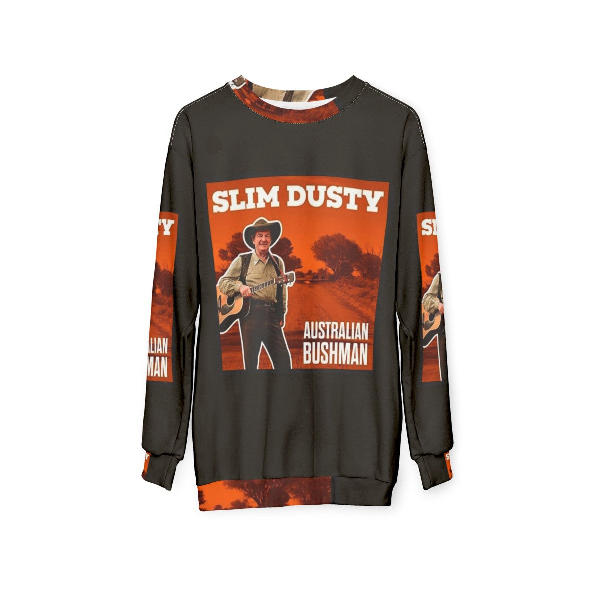 Slim Dusty inspired graphic sweatshirt with country music art - hanging