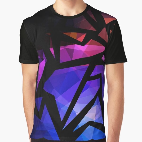 Abstract geometric polygon and triangle design on a graphic t-shirt