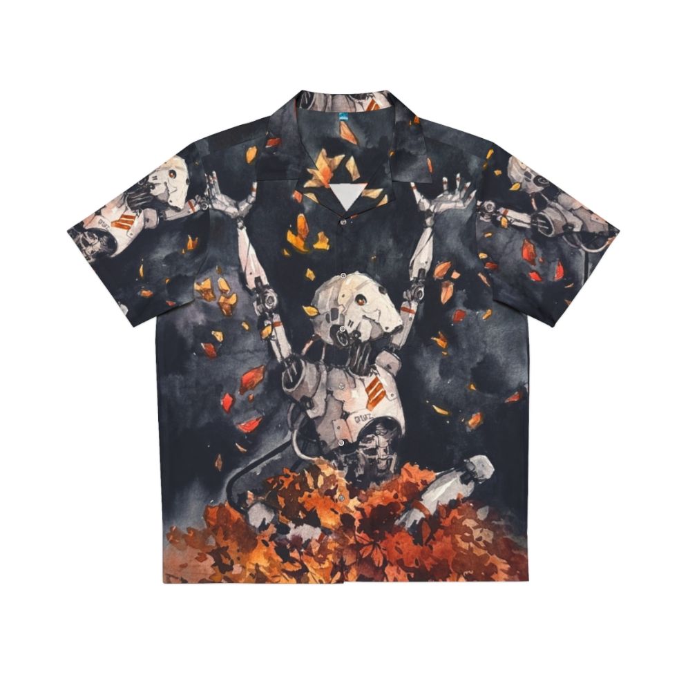 Autumn Fun Hawaiian Shirt with Sci-Fi Nature Watercolor Design