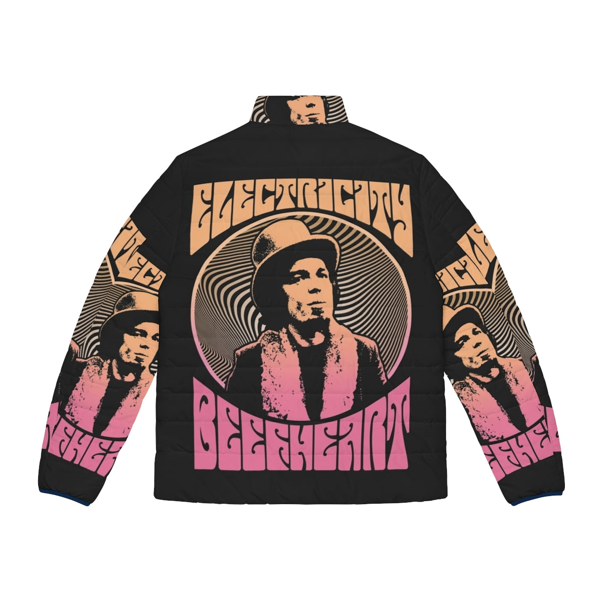 Captain Beefheart psychedelic rock puffer jacket with retro 1960s music design - Back