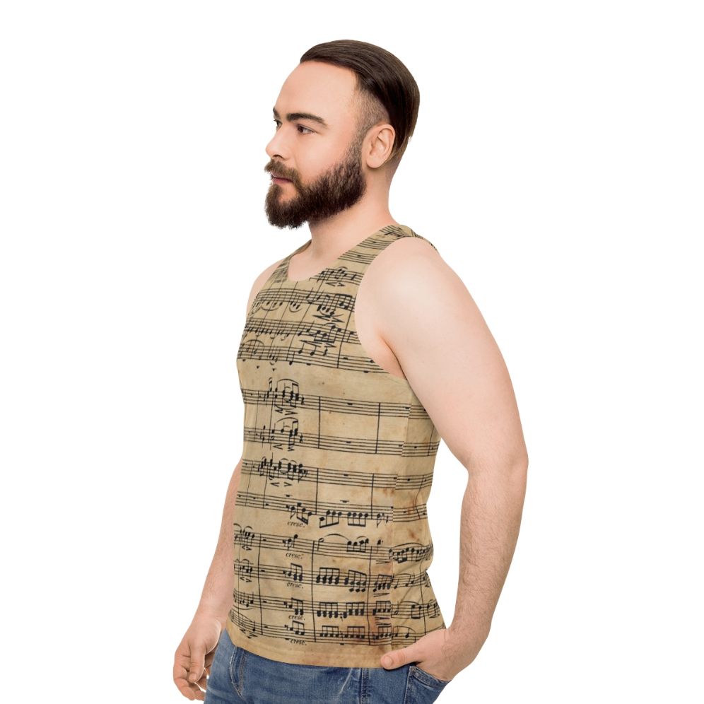 Beethoven's 9th symphony sheet music on antique paper design for unisex tank top - men side