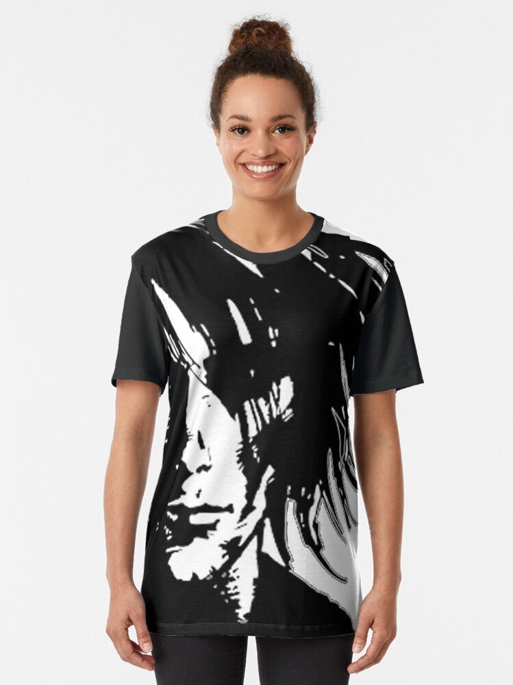 Lord of Dream Shadow Graphic T-Shirt featuring a design based on Neil Gaiman's Sandman comic book series - Women