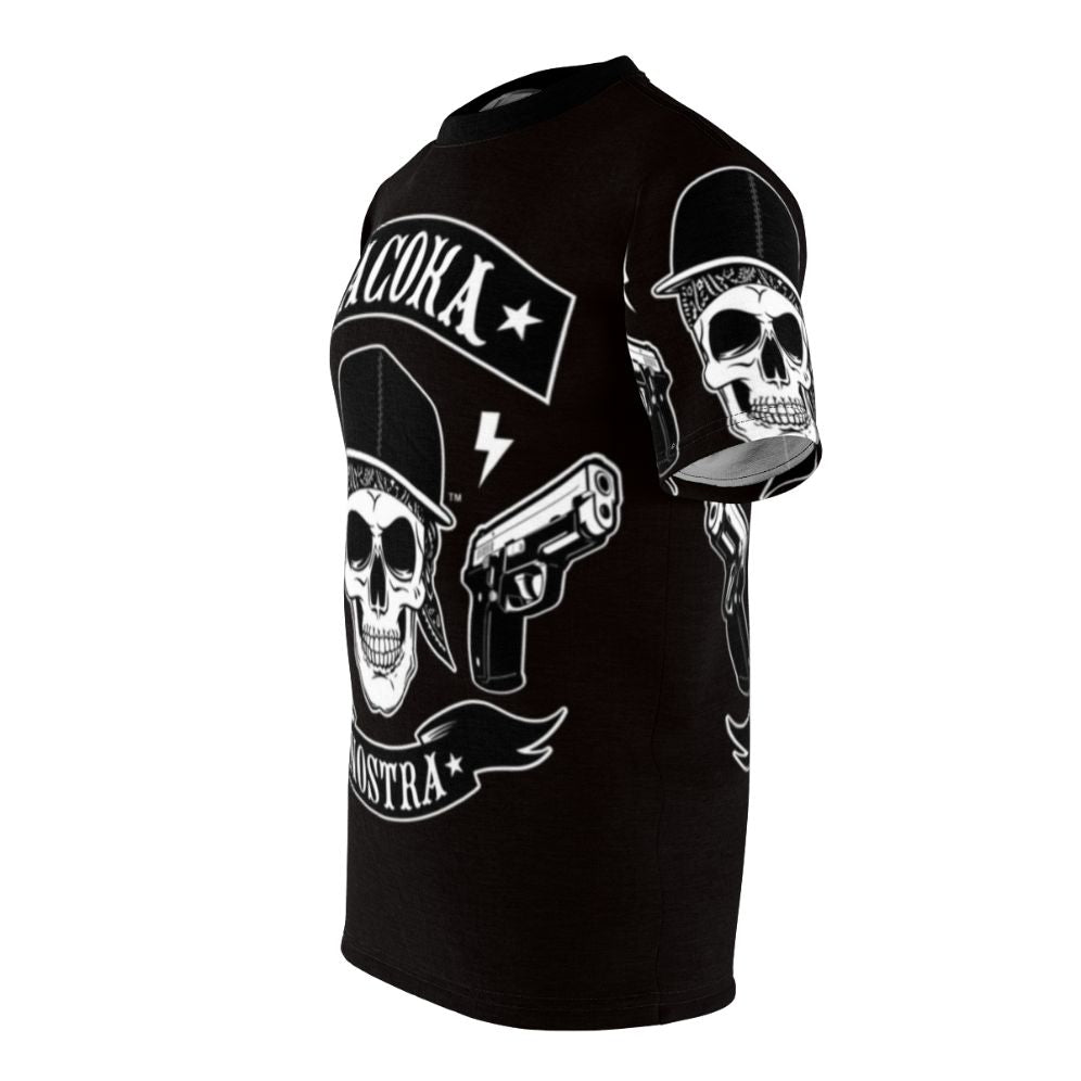 Graphic T-Shirt with La Coka Nostra and Pop Culture Motifs - men left