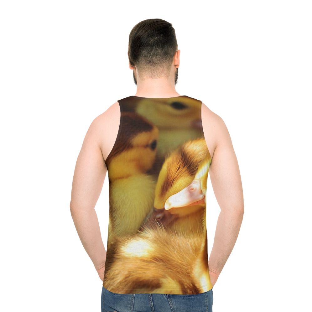 Cute duck and duckling unisex tank top - men back