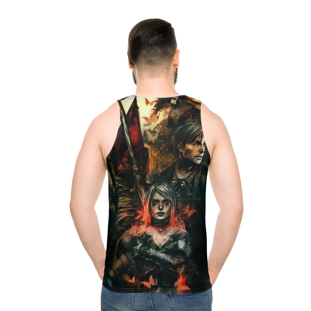 Silent Hill 2 horror video game unisex tank top - men back