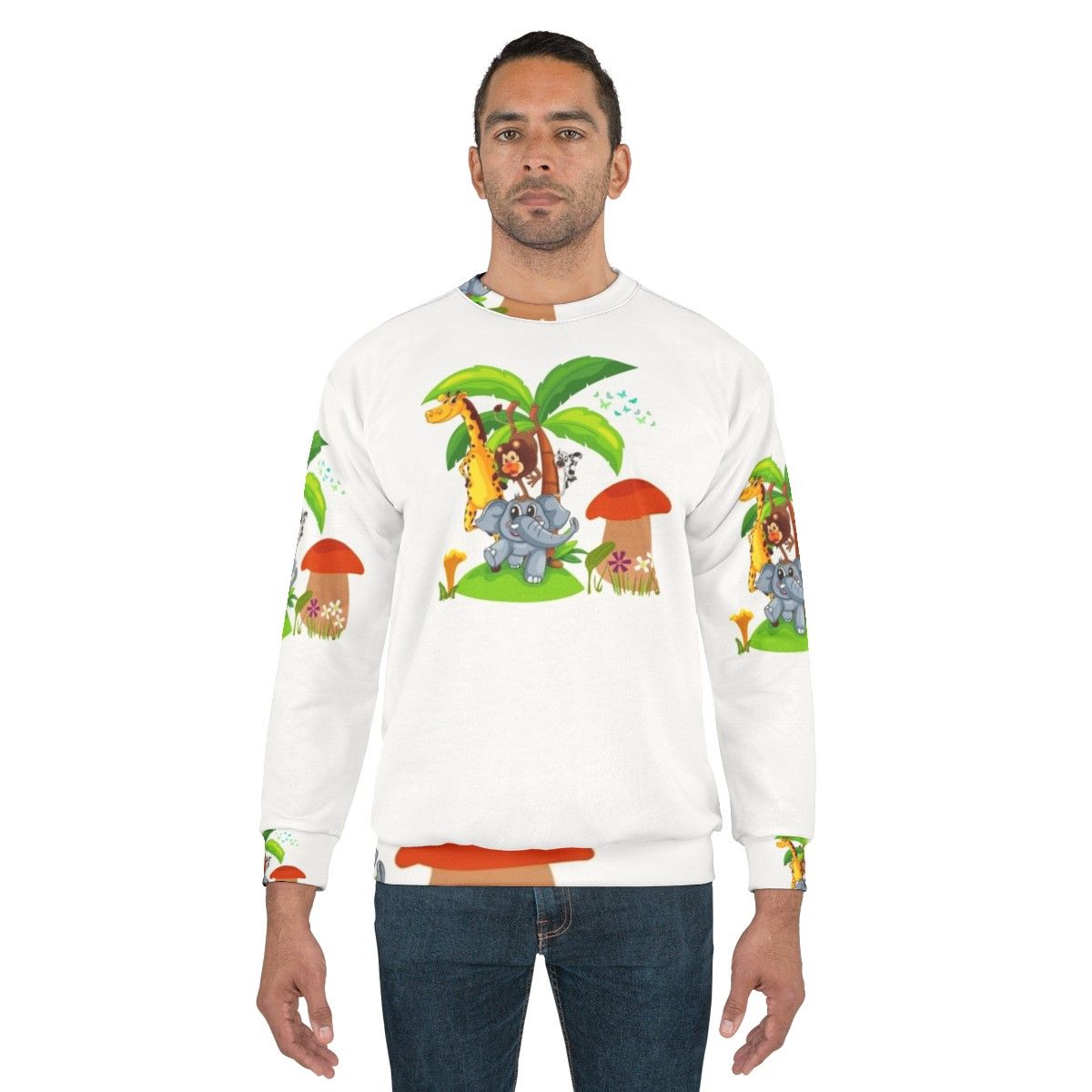 Legendary animals sweatshirt featuring mystic dragon, lightning dragon, and unicorn designs - men