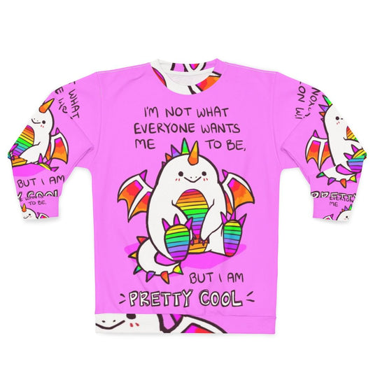 "Mental Health Awareness Rainbow Dragon Sweatshirt with Uplifting Self-Love Design"