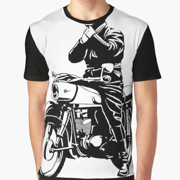 Vintage MZ ES150 motorbike graphic t-shirt for motorcycle enthusiasts