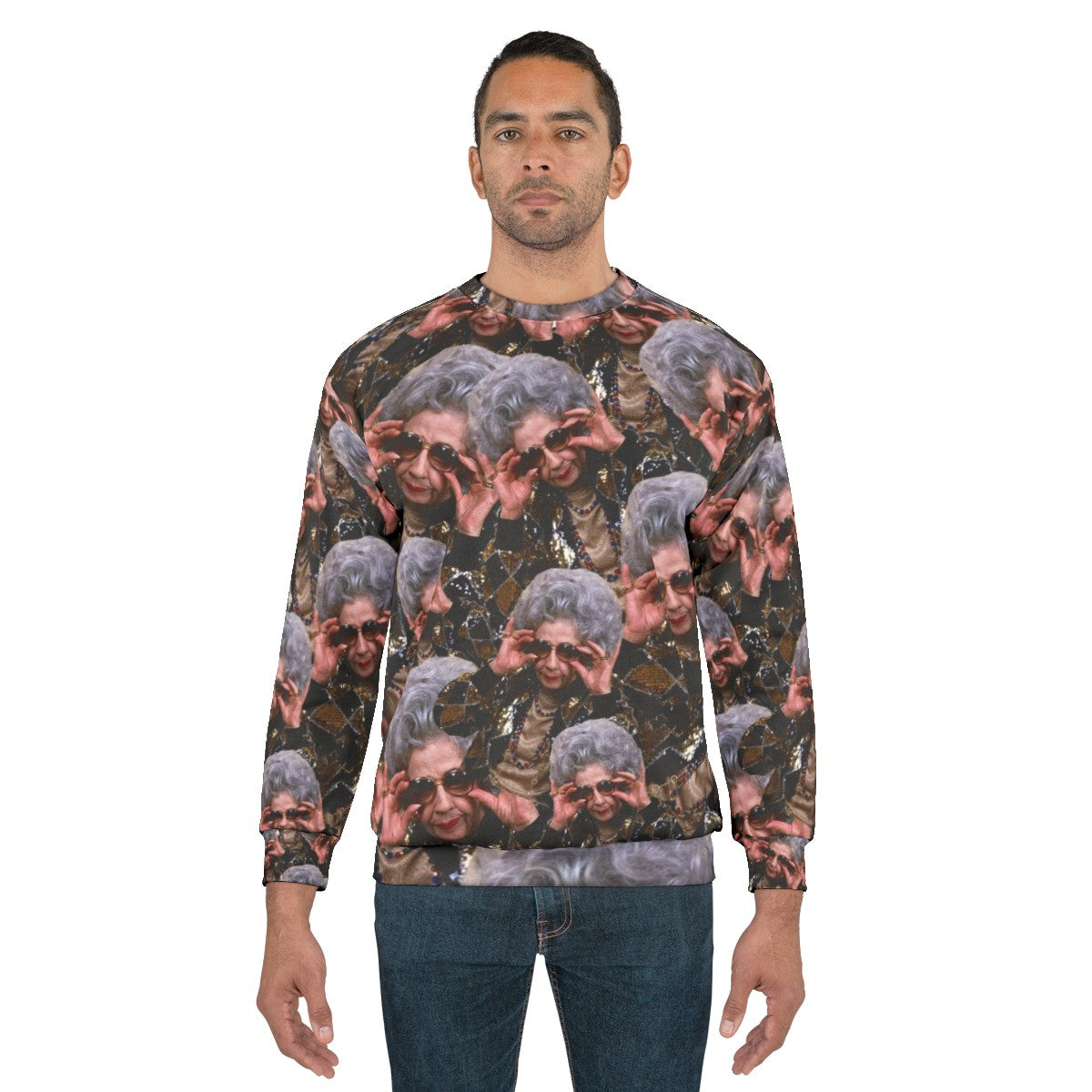 Grandma Yetta inspired animal print sweatshirt from the 90s TV show The Nanny - men