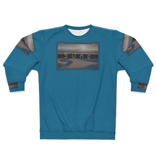 Dune desert sweatshirt with two moons and cinematic sci-fi design