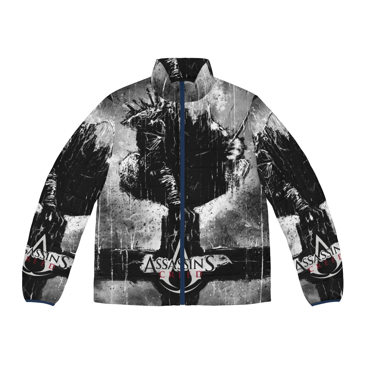 Assassin's Creed Dark Art Puffer Jacket featuring Nordic and Viking-inspired designs