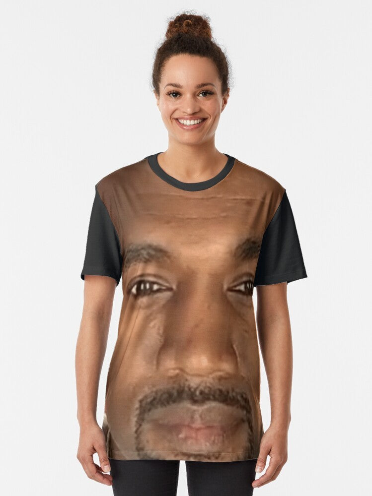 Funny graphic t-shirt featuring Kanye West meme face - Women