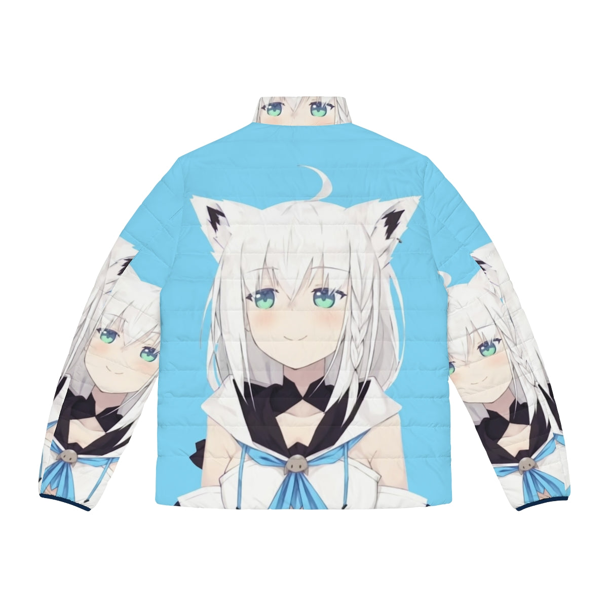 Shirakami Fubuki Smug Hololive Vtuber Puffer Jacket - Back