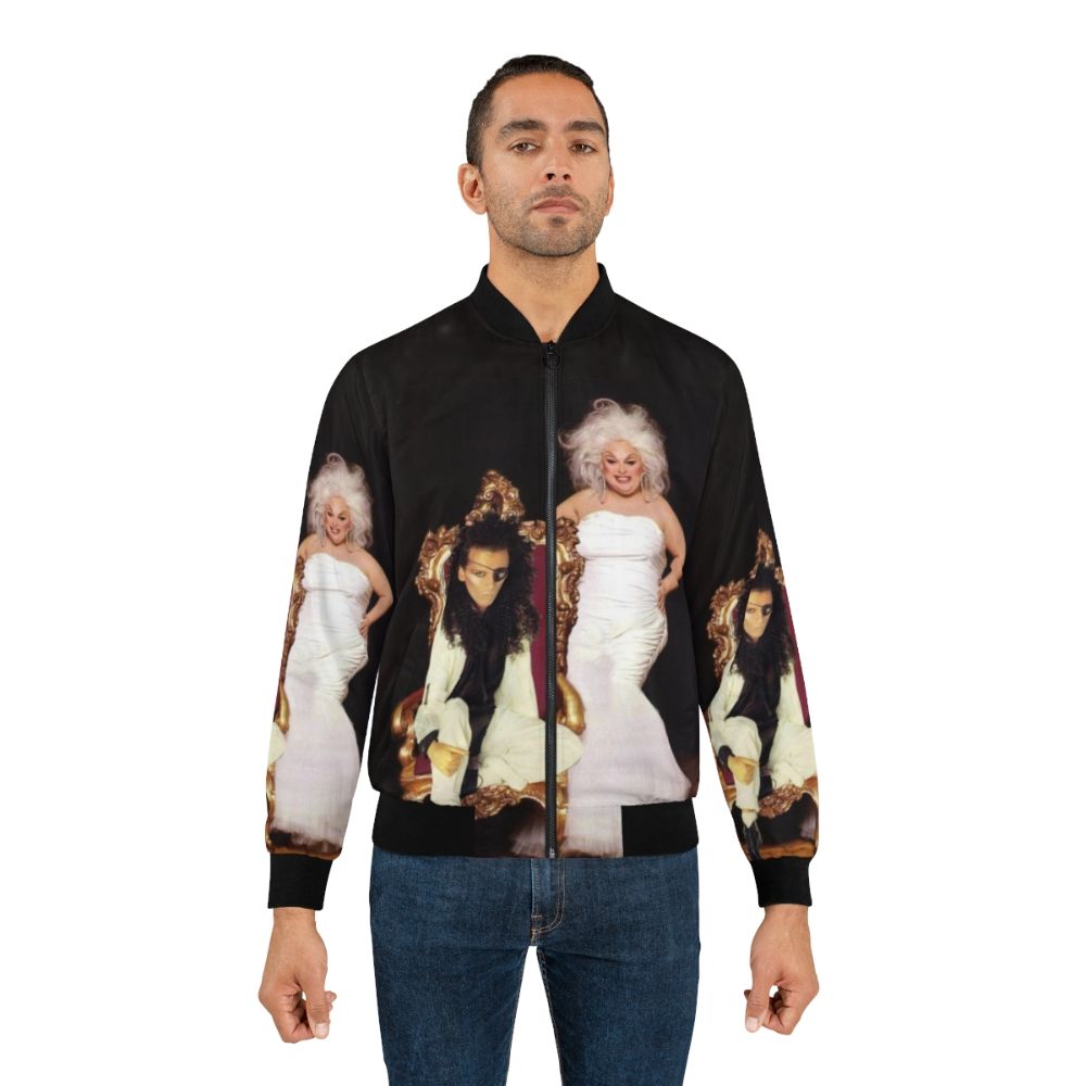 Vintage bomber jacket with images of Pete Burns and Divine, iconic 80s music stars - Lifestyle