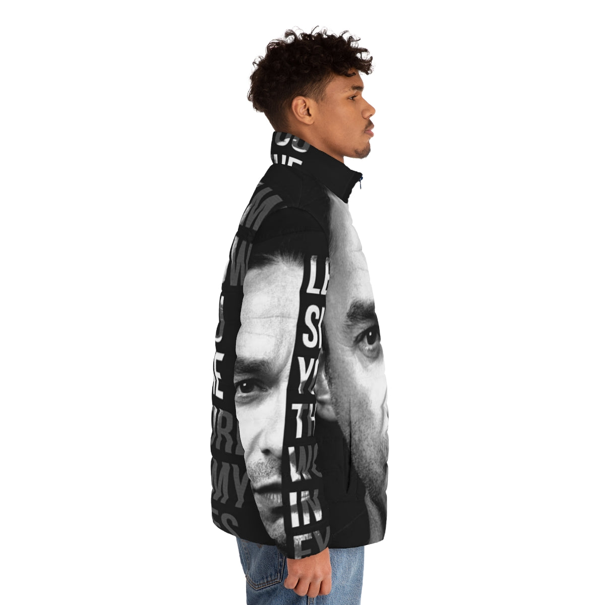 Depeche Mode inspired 80s synth-pop puffer jacket - men side right