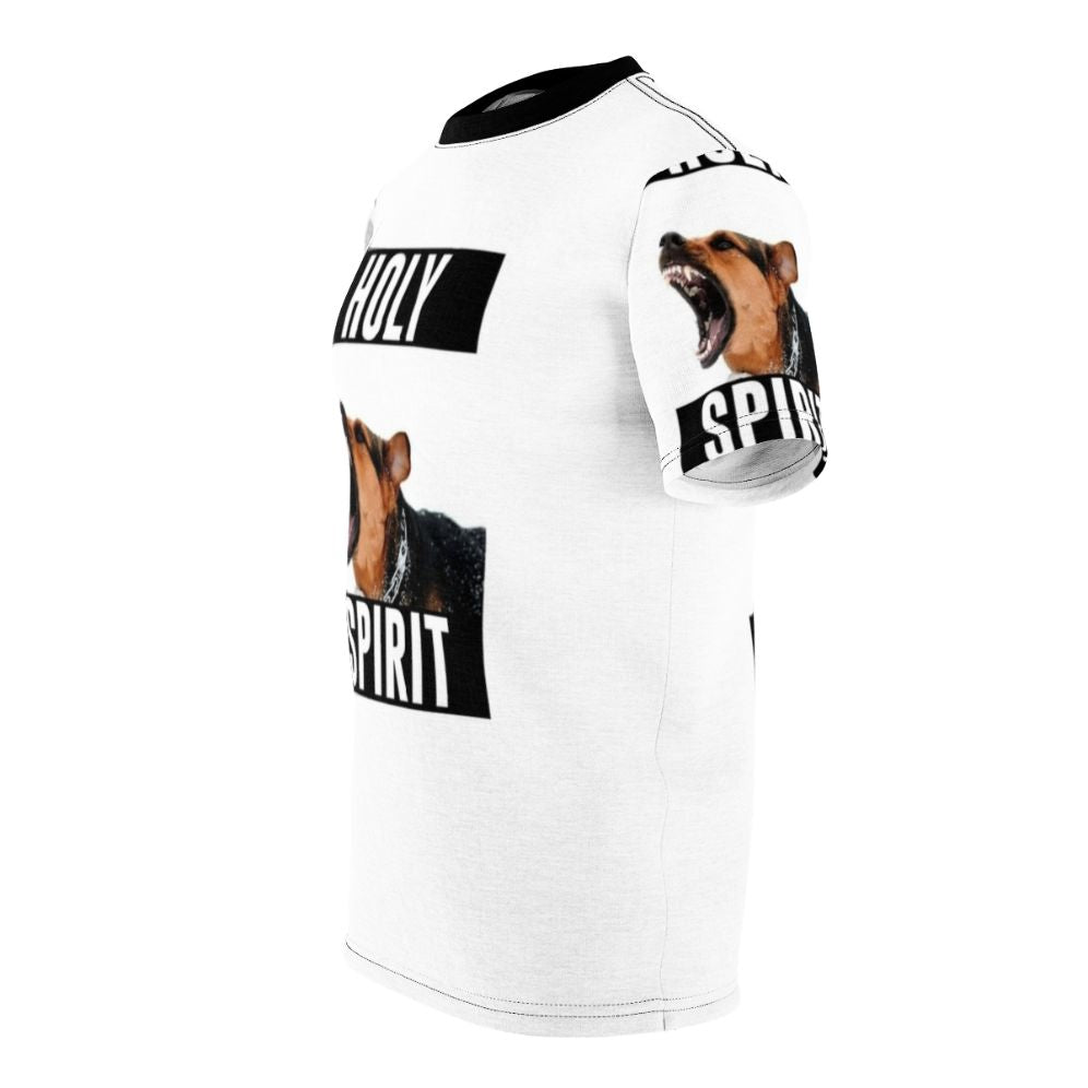 Holy Spirit graphic design on a t-shirt - men left