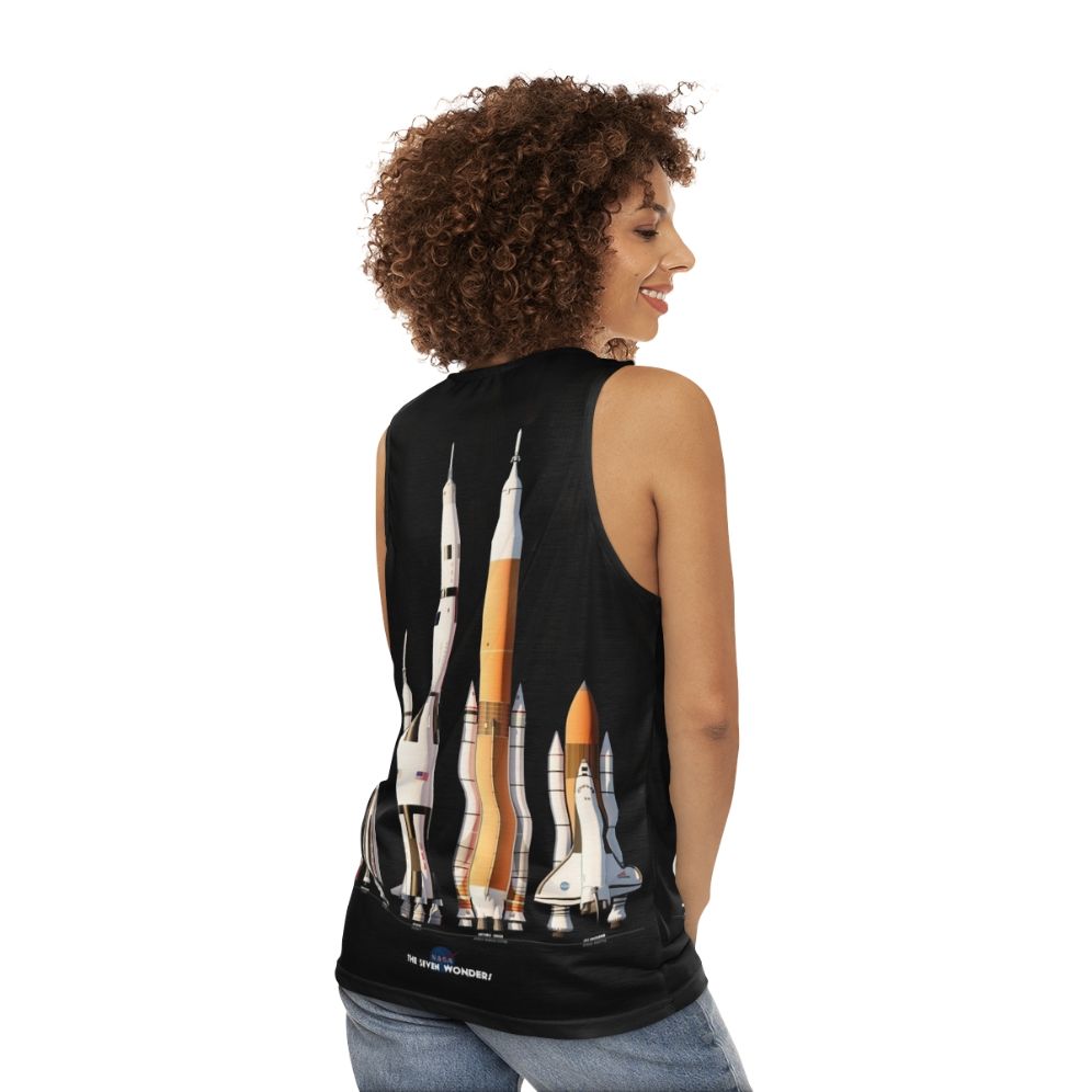 Nasa Rockets Black Background Unisex Tank Top - women back