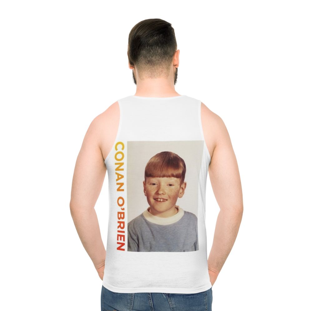 Conan O'Brien Portrait Unisex Tank Top - men back