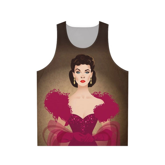 Burgundy unisex tank top with Alejandro Mogollo art design